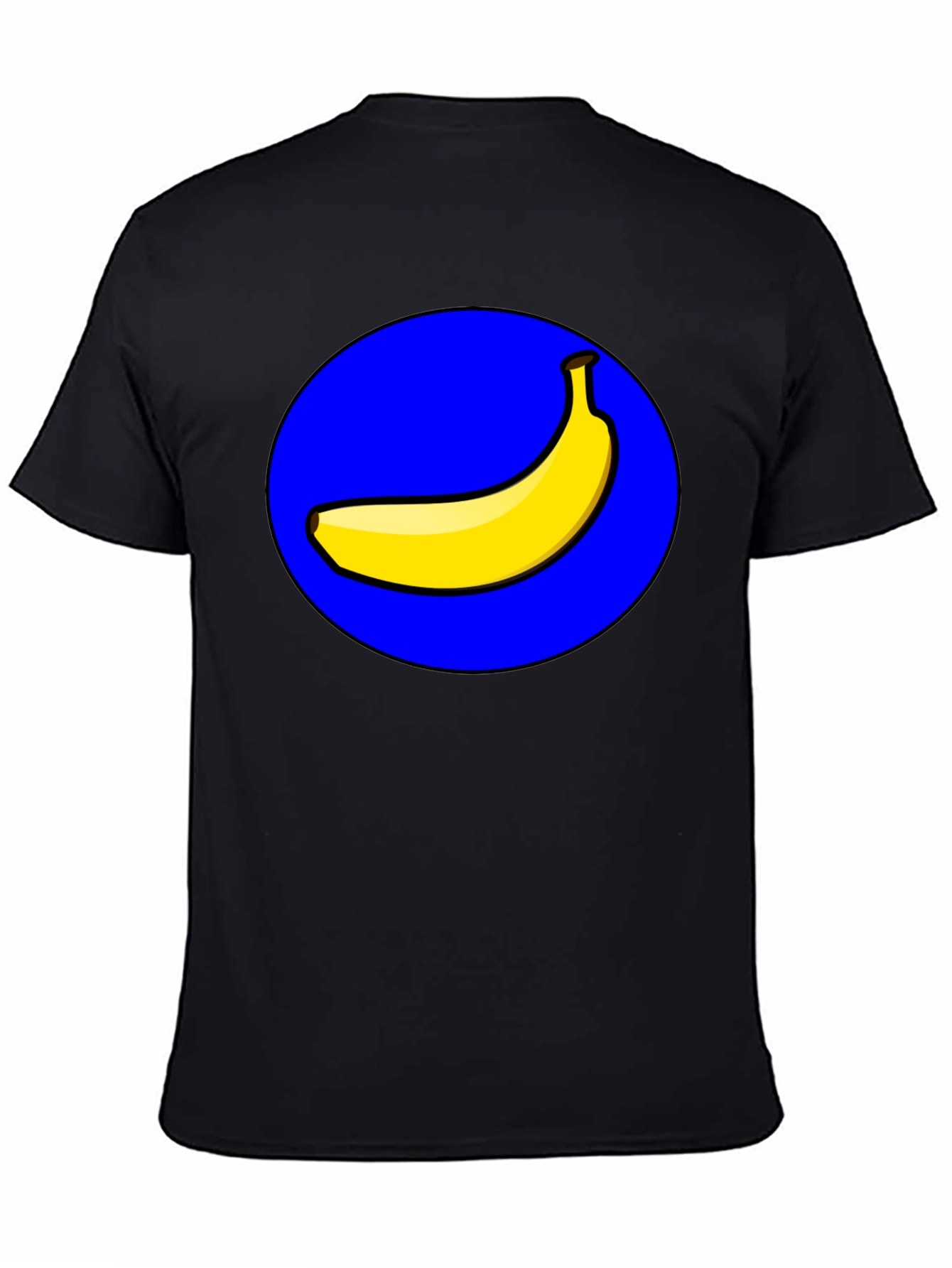 Camiseta Negra Hombre: Diseño Banana en Círculo Azul