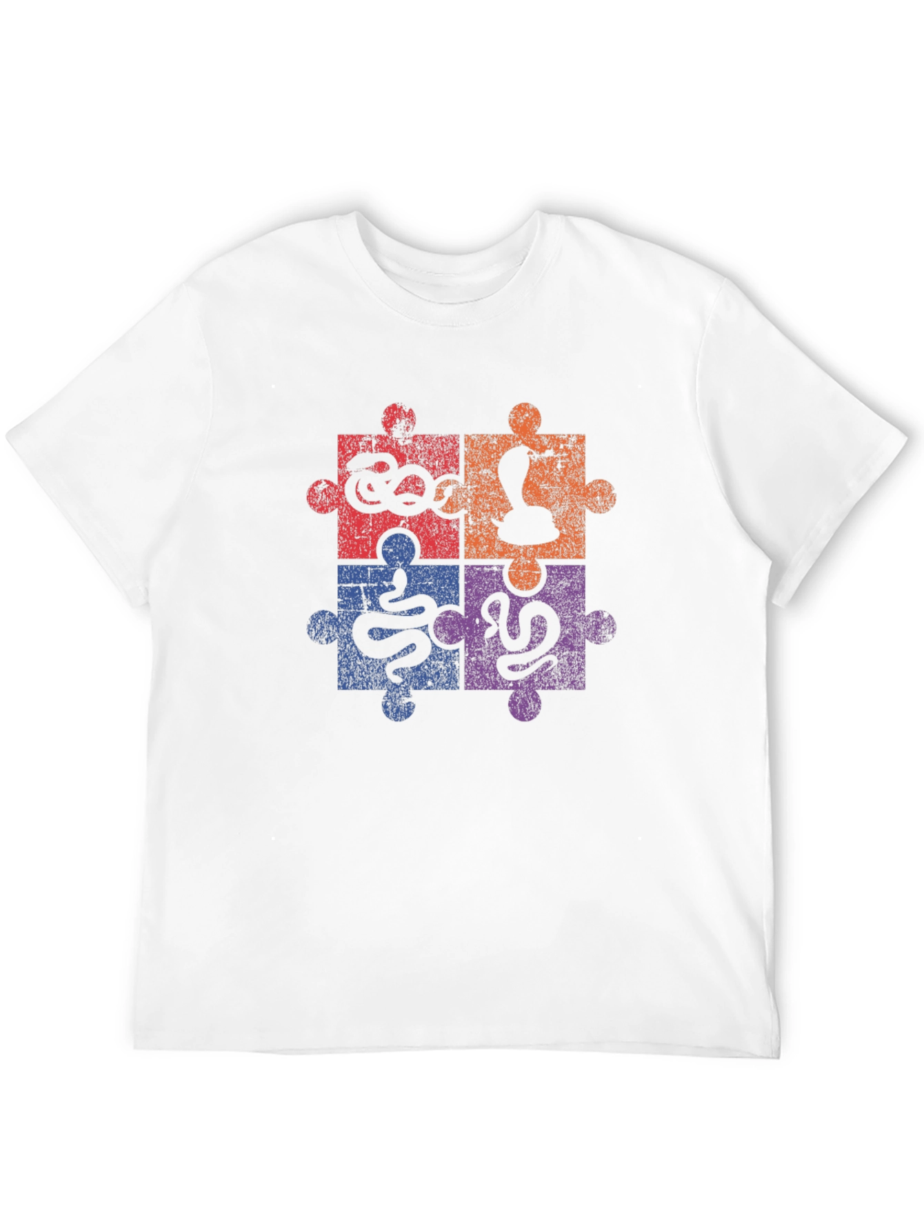 Camiseta Negra con Diseño de Rompecabezas de Serpientes