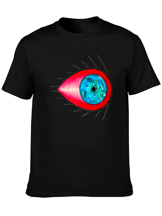Camiseta Negra con Diseño de Ojo Psicodélico