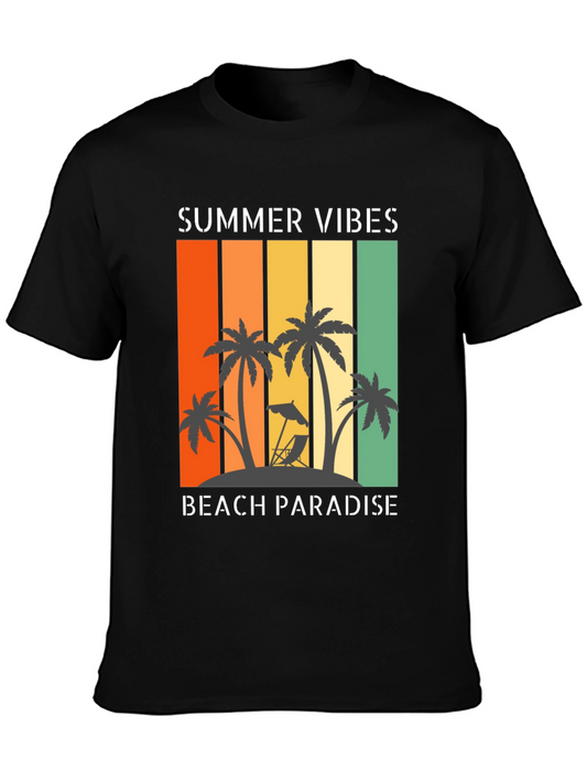 Camiseta Hombre Summer Vibes Beach Paradise Algodón