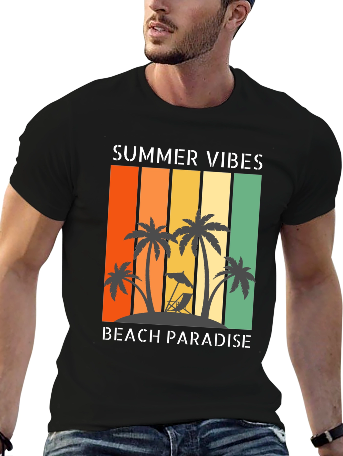 Camiseta Hombre Summer Vibes Beach Paradise Algodón