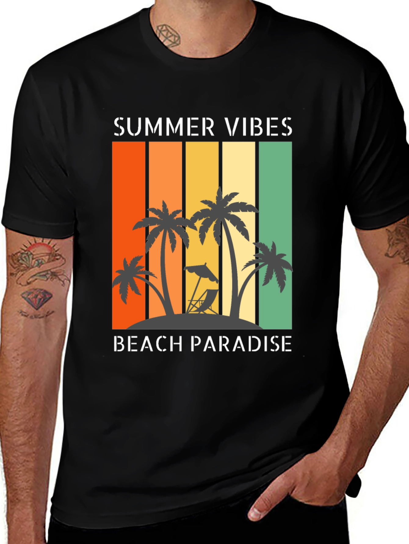 Camiseta Hombre Summer Vibes Beach Paradise Algodón