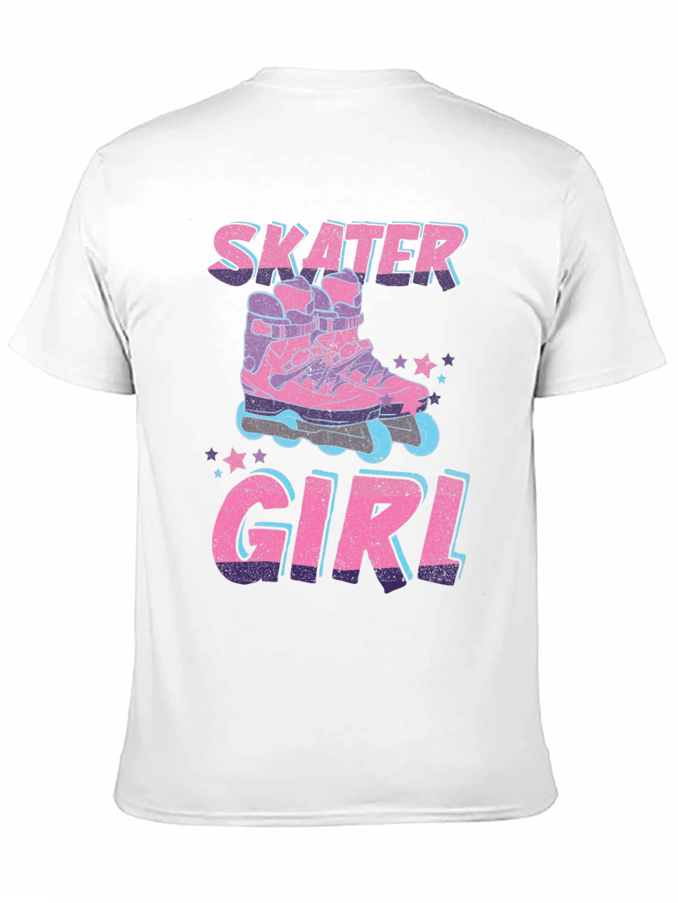 Camiseta Negra Skater Girl Patines Retro