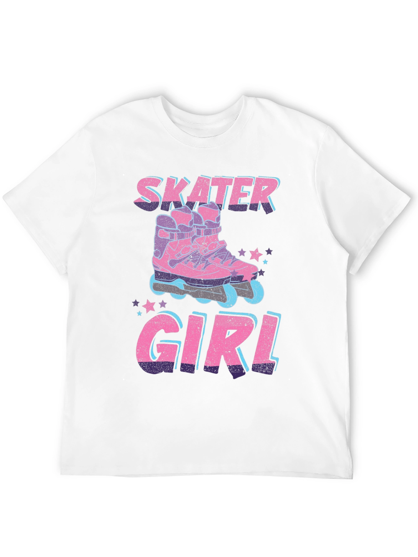 Camiseta Negra Skater Girl Patines Retro