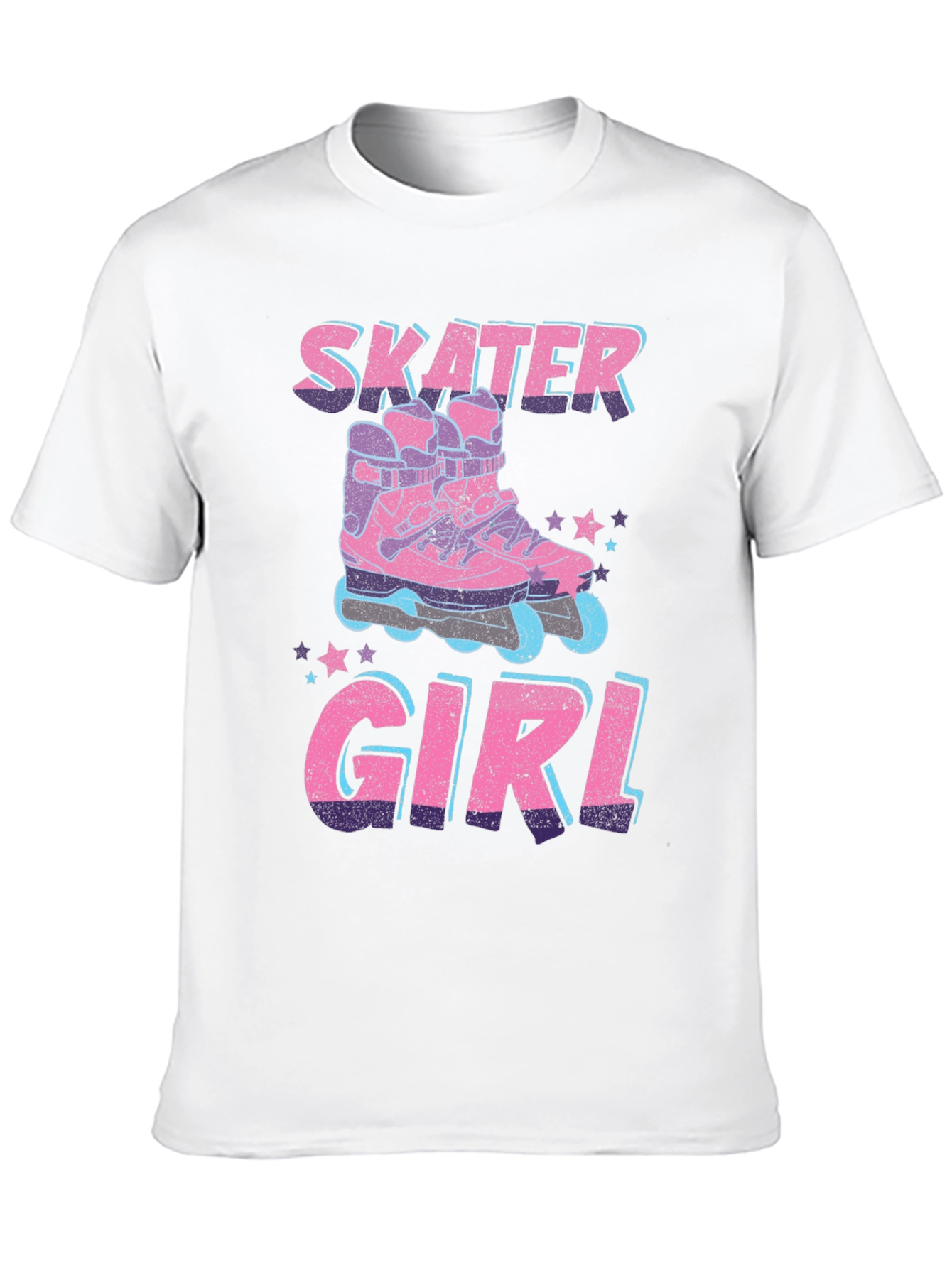 Camiseta Negra Skater Girl Patines Retro