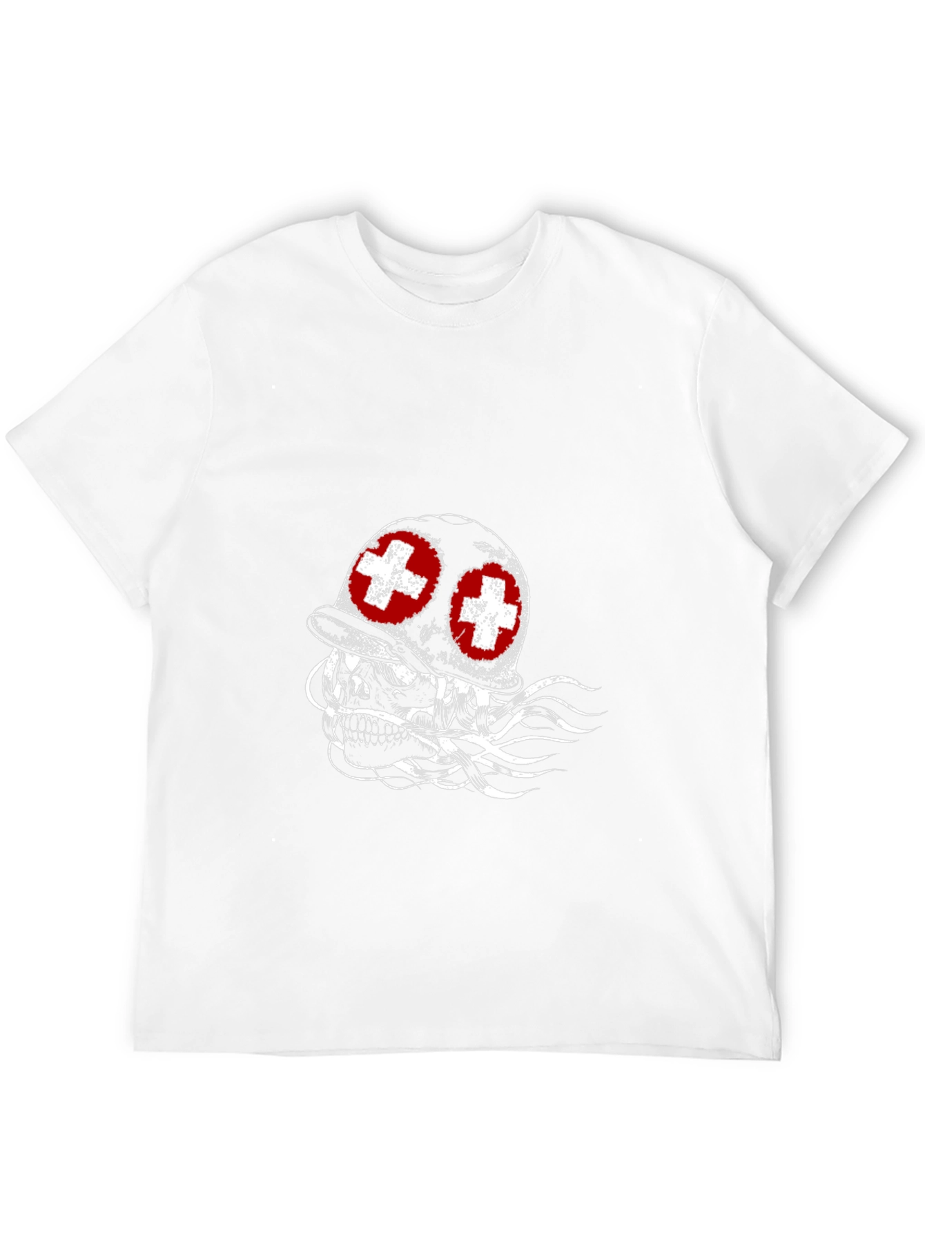 Camiseta Negra con Diseño de Cráneo Militar