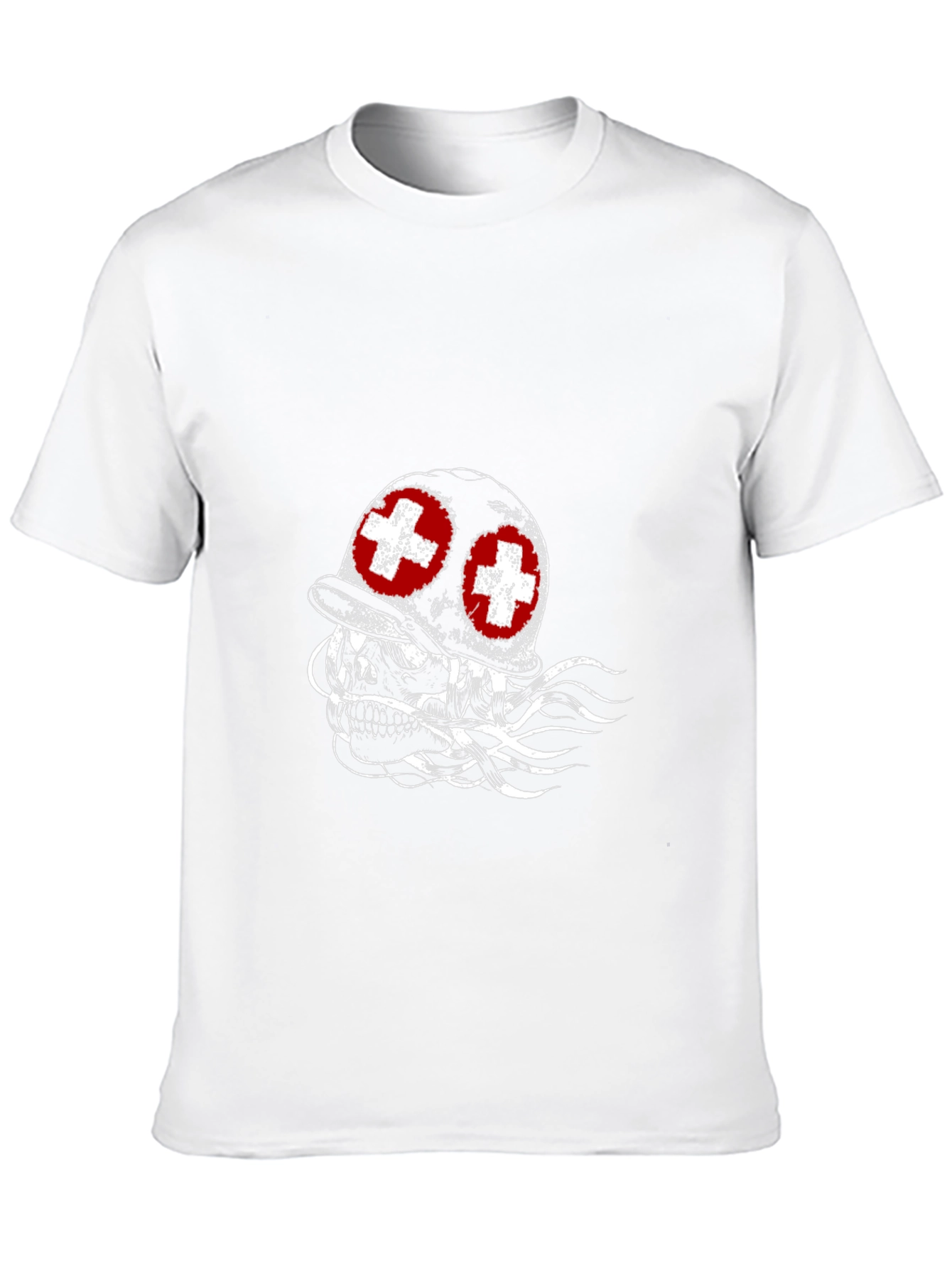 Camiseta Negra con Diseño de Cráneo Militar