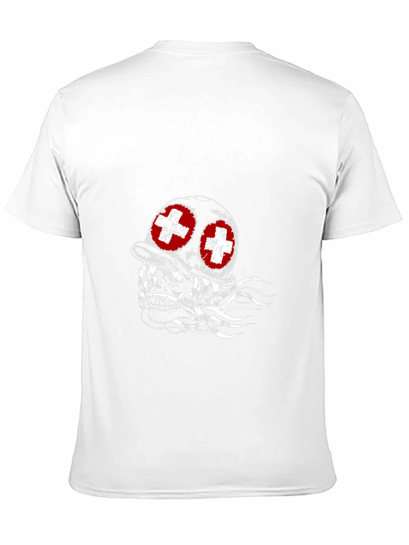 Camiseta Negra con Diseño de Cráneo Militar