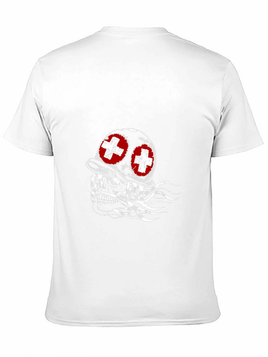 Camiseta Negra con Diseño de Cráneo Militar