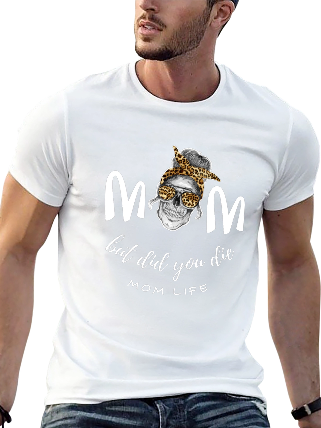 Camiseta Negra de Hombre con Diseño Mom Life