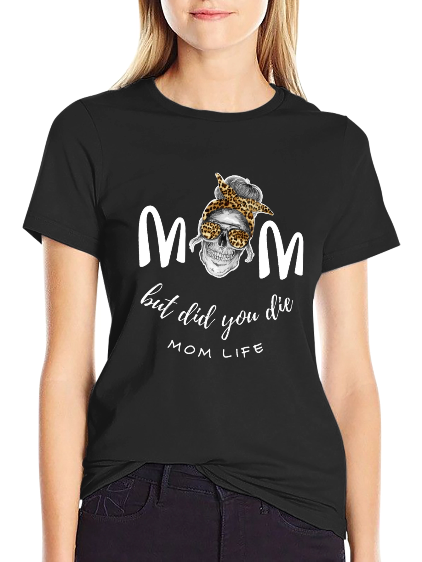 Camiseta Negra de Hombre con Diseño Mom Life
