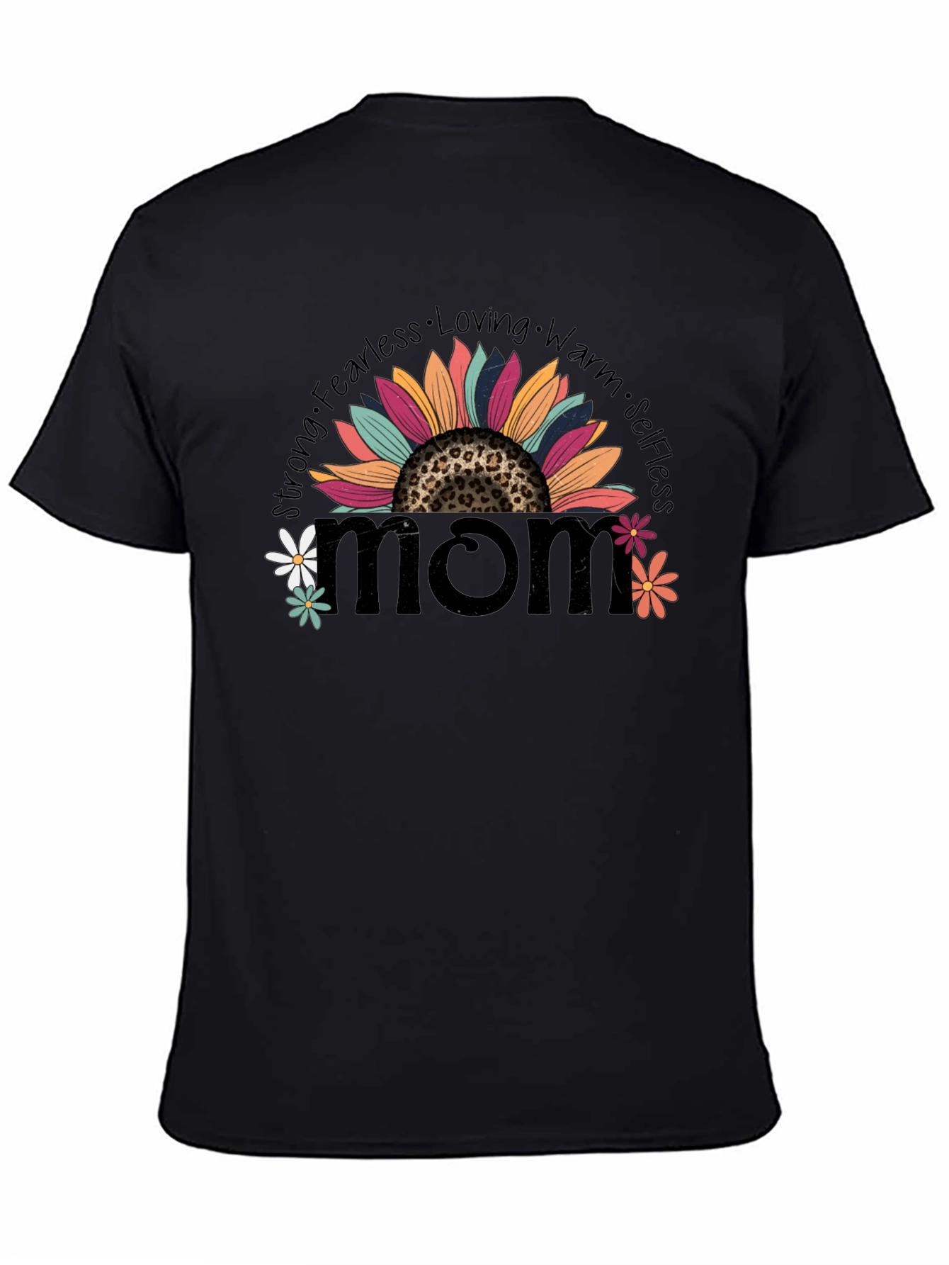 Camiseta Negra con Diseño de Girasol Mom