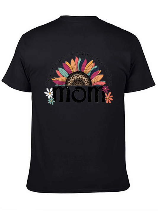 Camiseta Negra con Diseño de Girasol Mom
