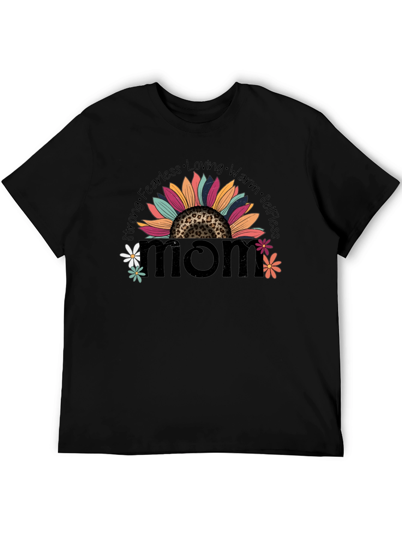 Camiseta Negra con Diseño de Girasol Mom