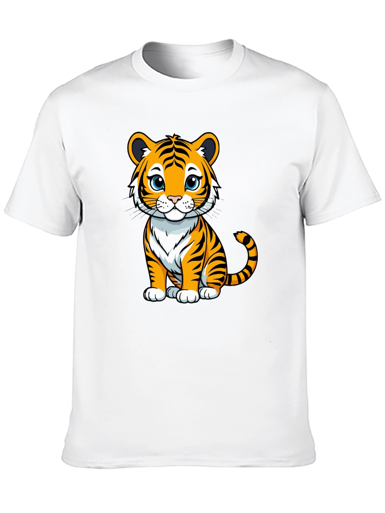 Camiseta Negra con Diseño de Tigre Kawaii