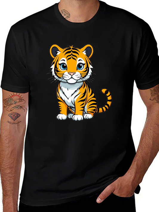 Camiseta Negra con Diseño de Tigre Kawaii