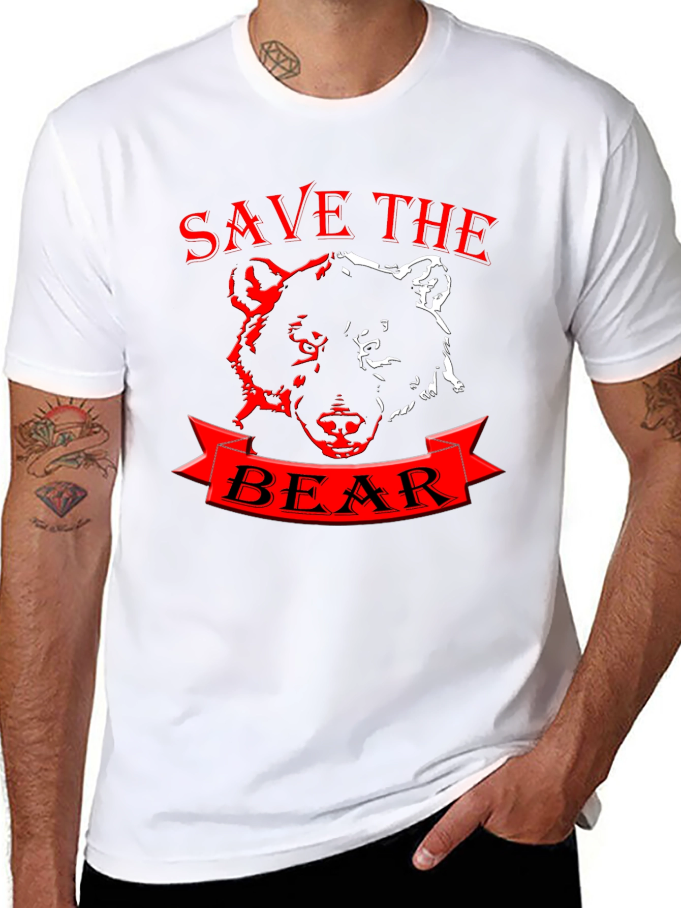 Camiseta Negra Save the Bear - Diseño Único