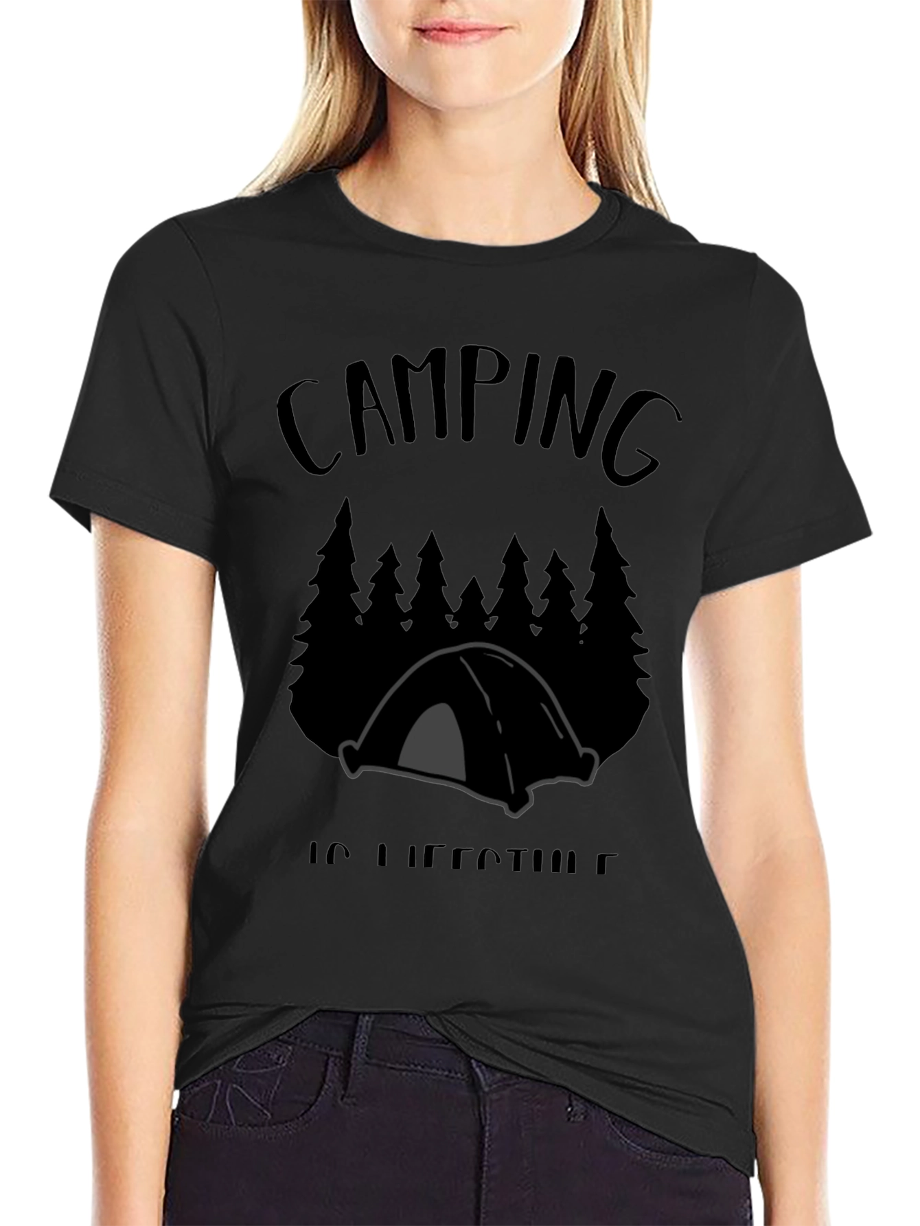 Camiseta Negra Camping is Lifestyle