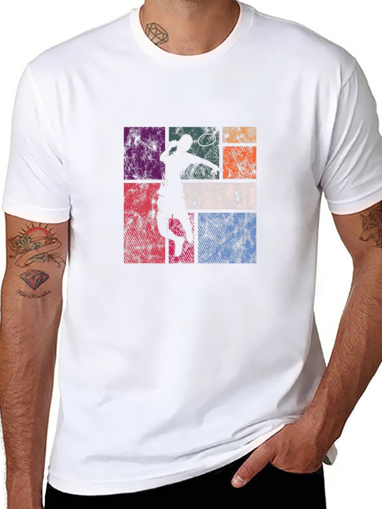Camiseta Hombre Diseño Tenis Retro