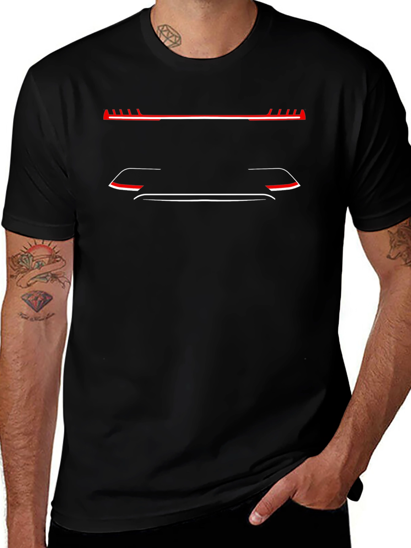 Camiseta Negra Diseño Coche Moderno