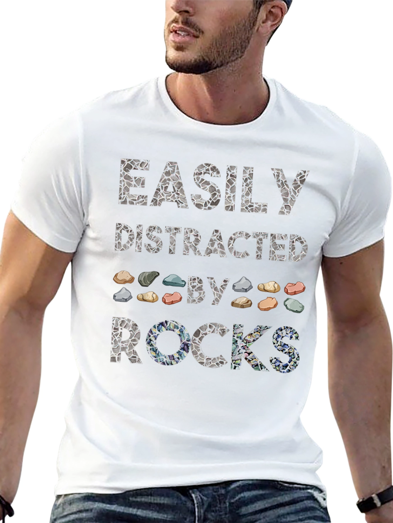 Camiseta Hombre Rocas Distraído Fácilmente
