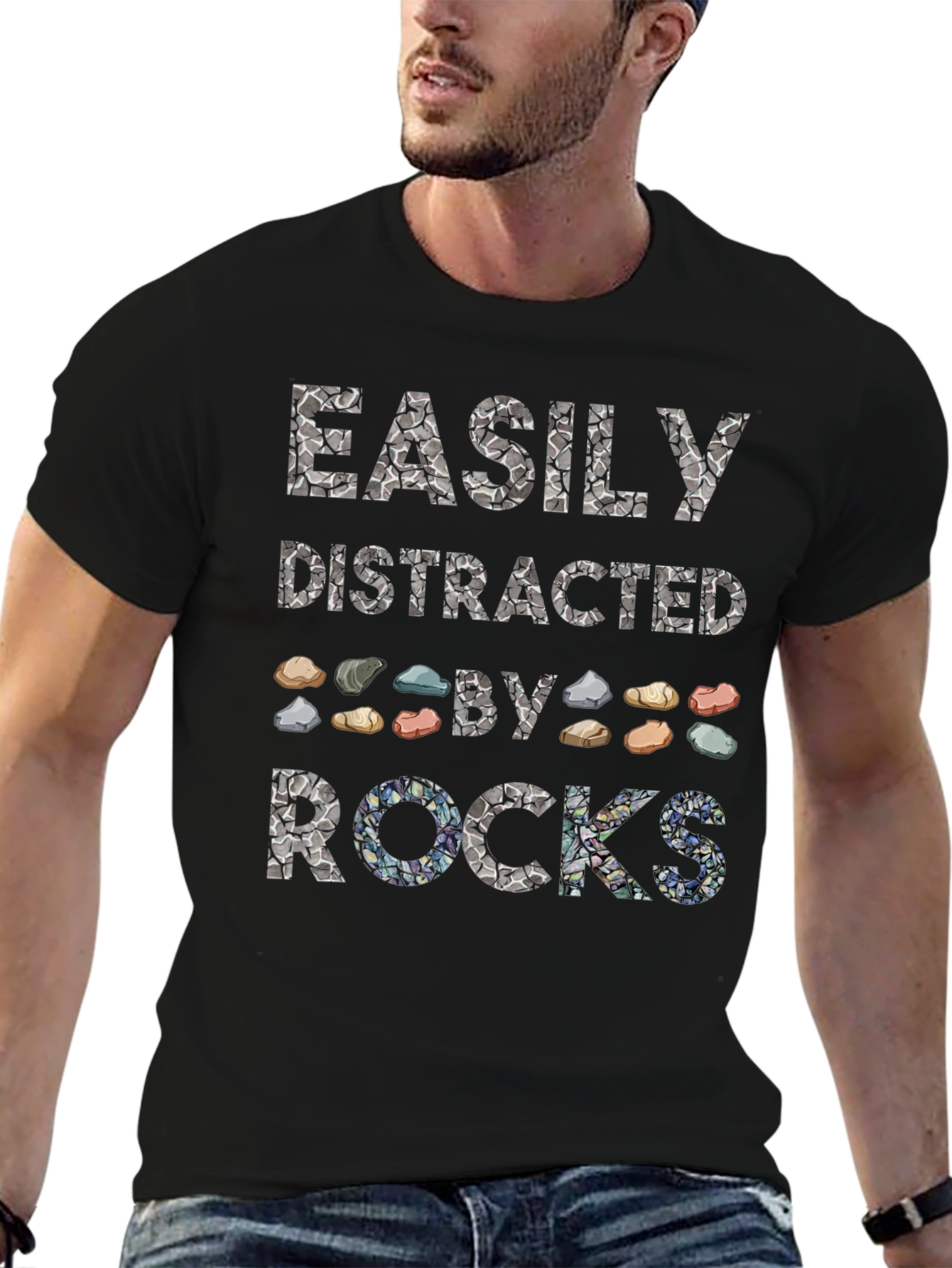 Camiseta Hombre Rocas Distraído Fácilmente
