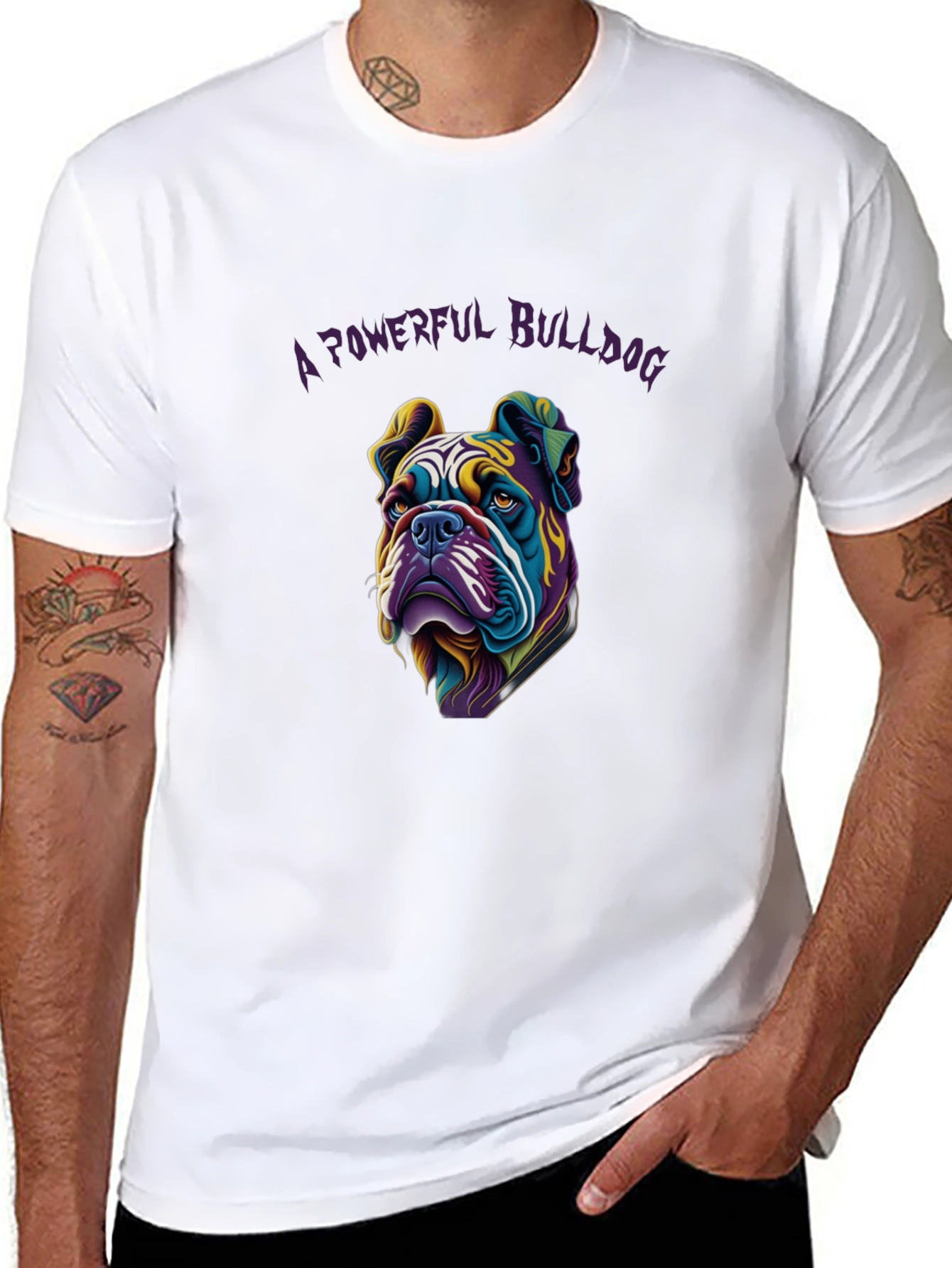 Camiseta Negra: Diseño Bulldog Poderoso