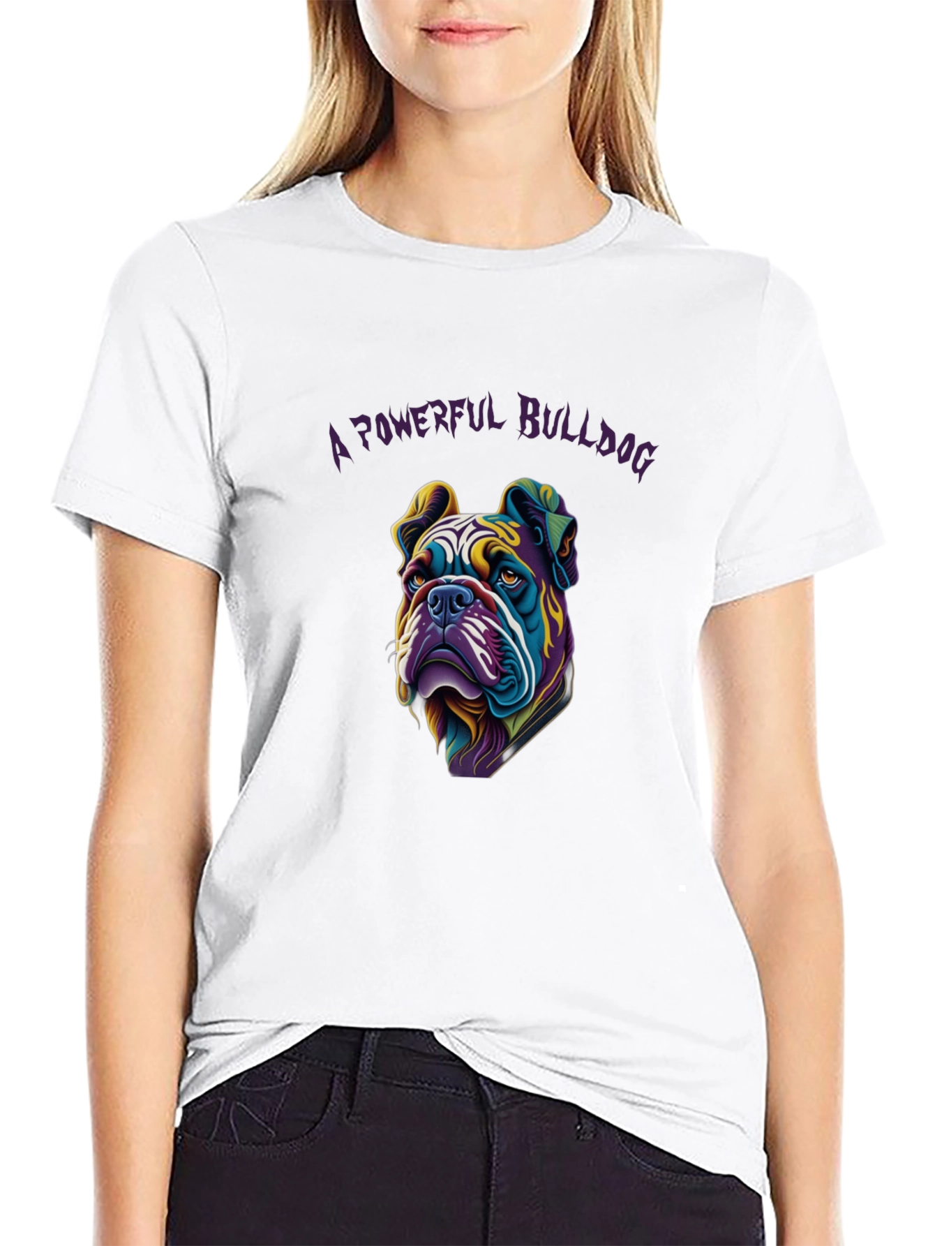 Camiseta Negra: Diseño Bulldog Poderoso