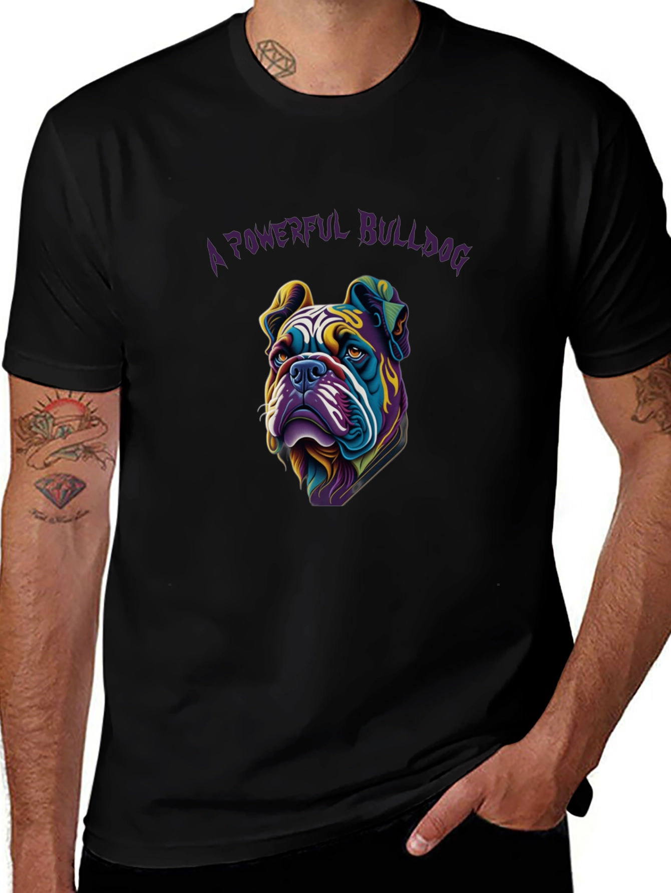 Camiseta Negra: Diseño Bulldog Poderoso