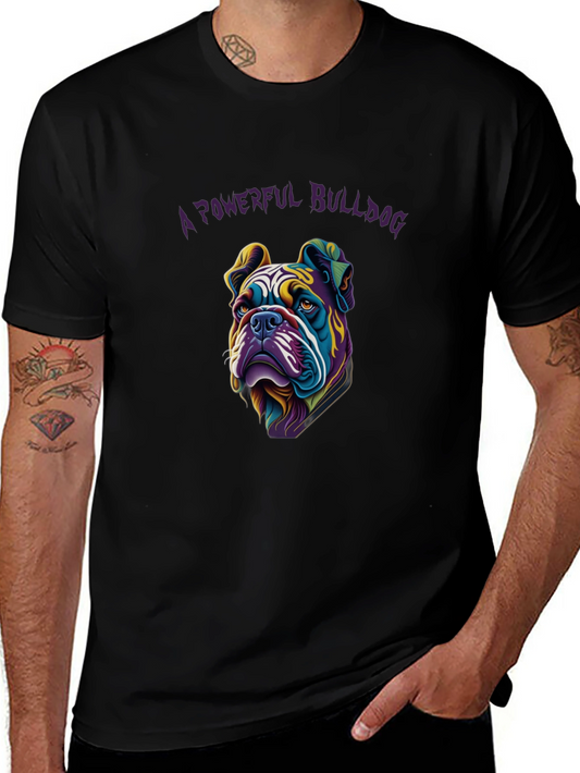 Camiseta Negra: Diseño Bulldog Poderoso