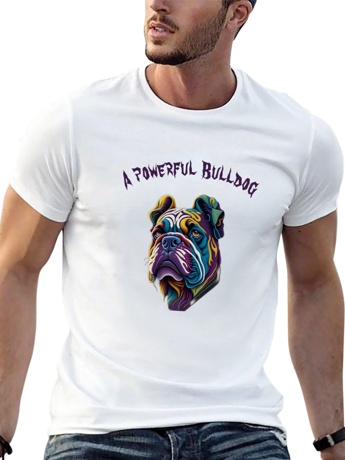 Camiseta Negra: Diseño Bulldog Poderoso
