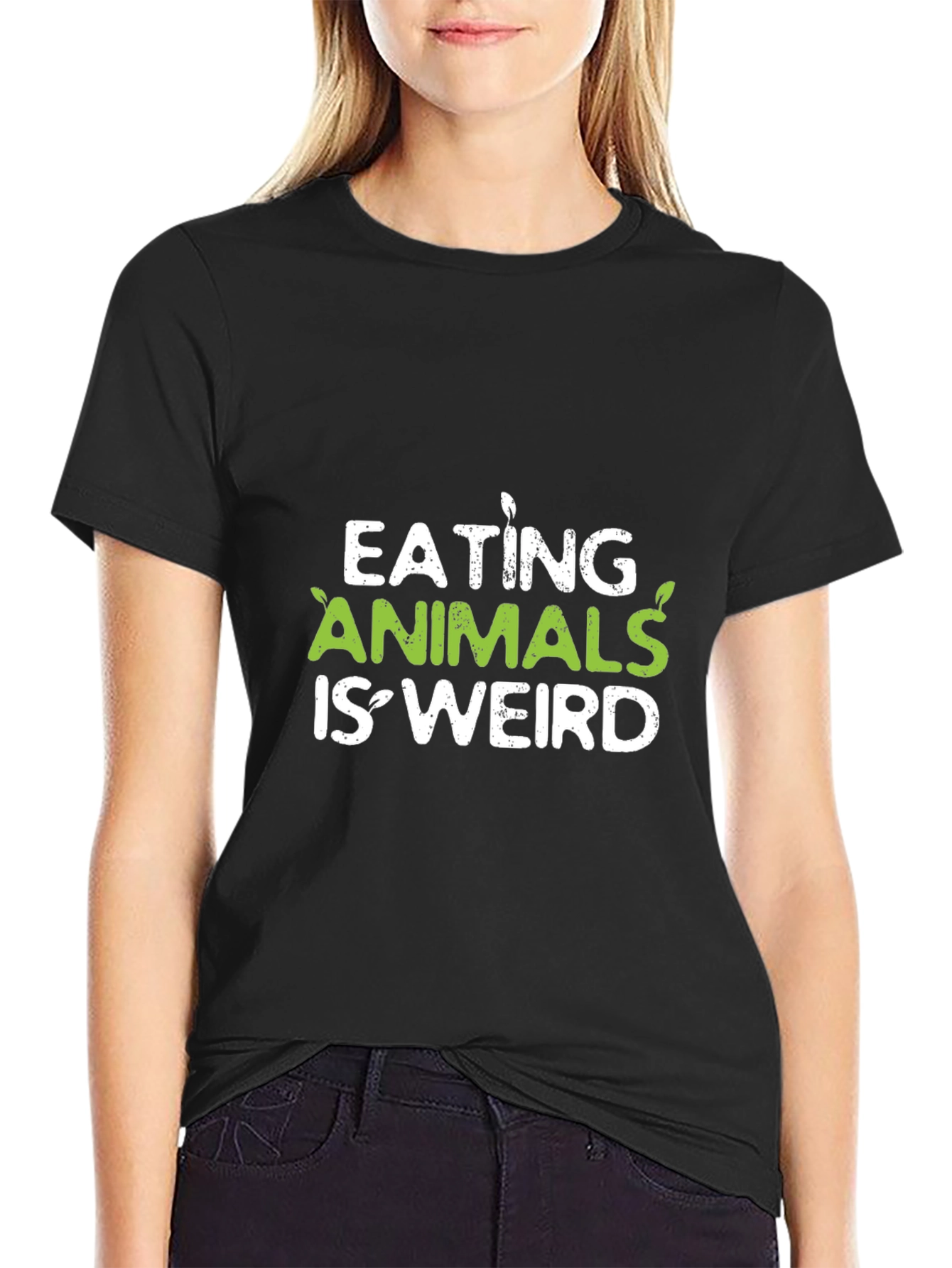 Camiseta Negra Vegana - Eating Animals Is Weird