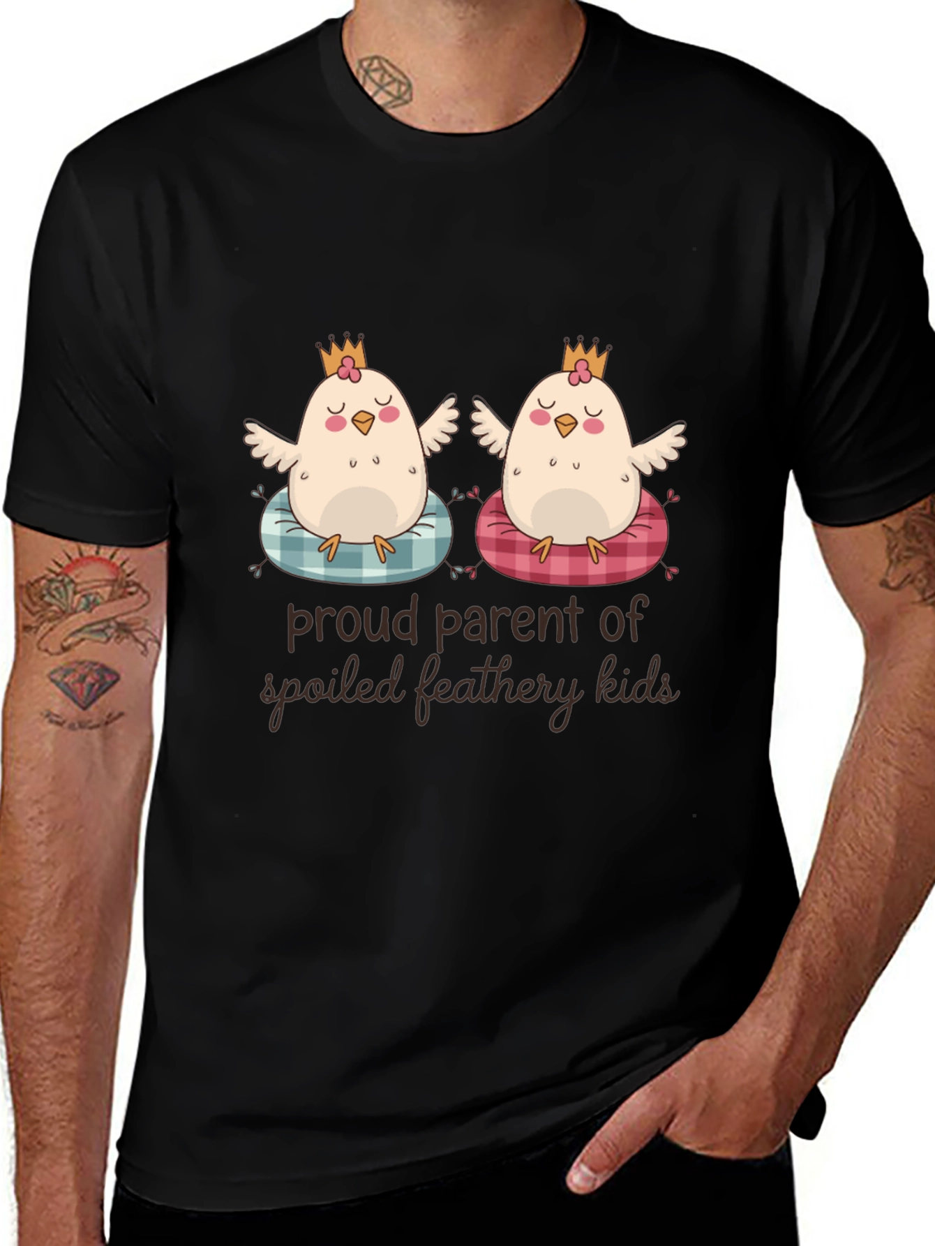 Camiseta Negra Orgulloso Padre de Niños Plumíferos