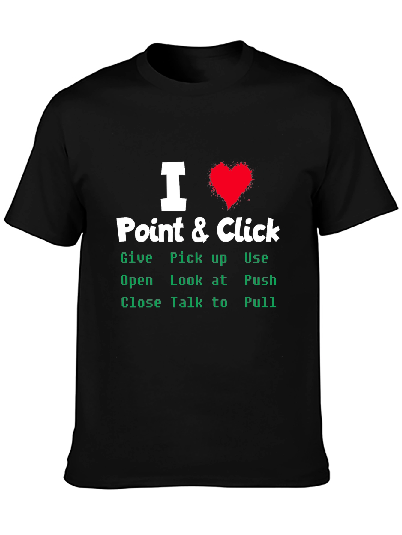 Camiseta Negra I ❤️ Point & Click para Gamers