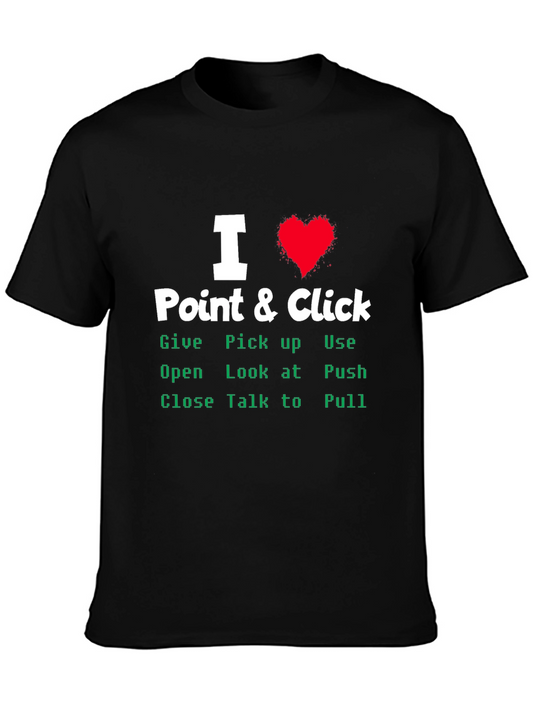 Camiseta Negra I ❤️ Point & Click para Gamers