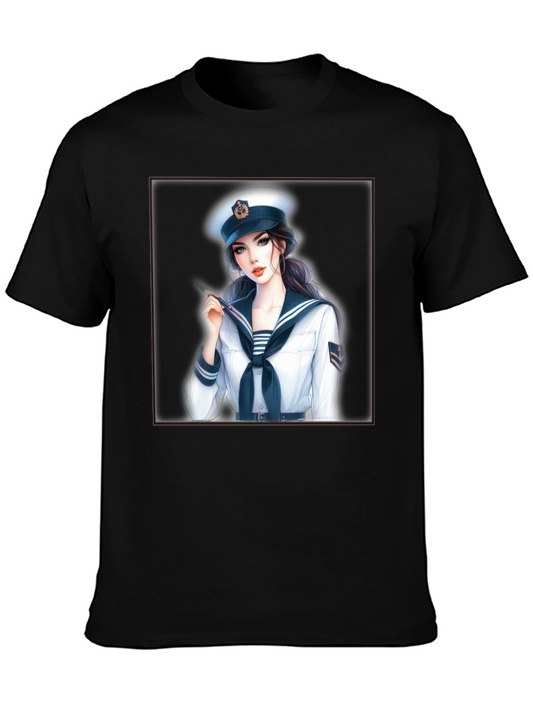 Camiseta Negra con Diseño de Marinera Anime