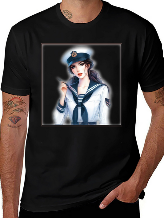 Camiseta Negra con Diseño de Marinera Anime