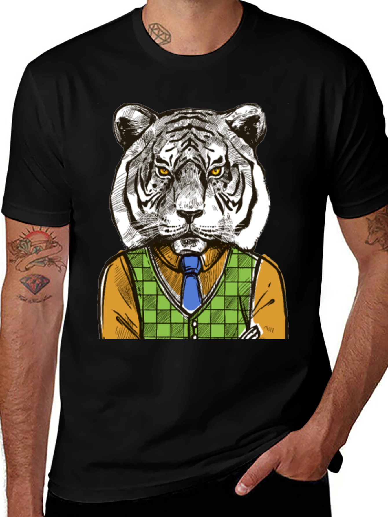Camiseta Negra Tigre Elegante