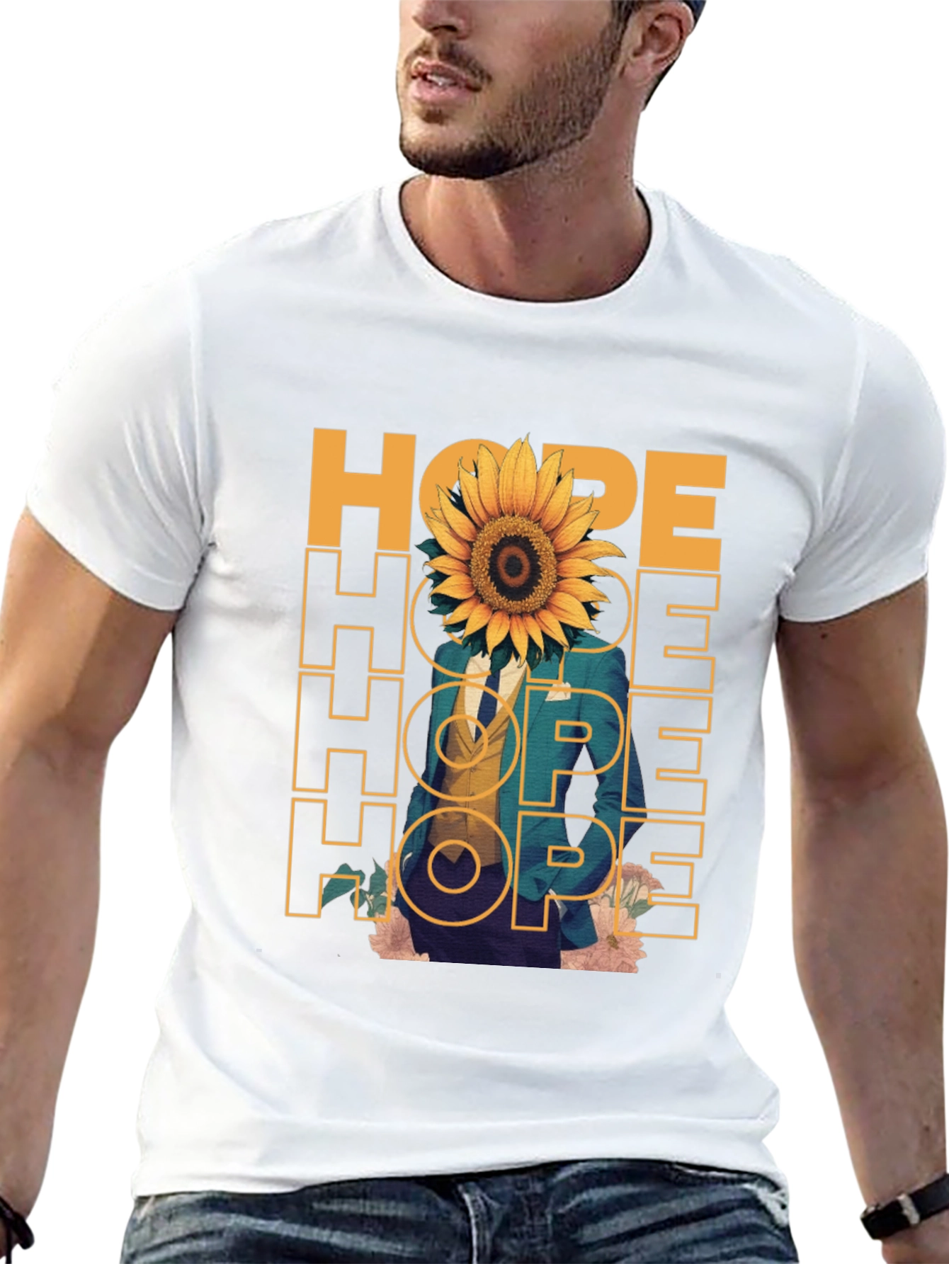Camiseta Negra Hope con Girasol