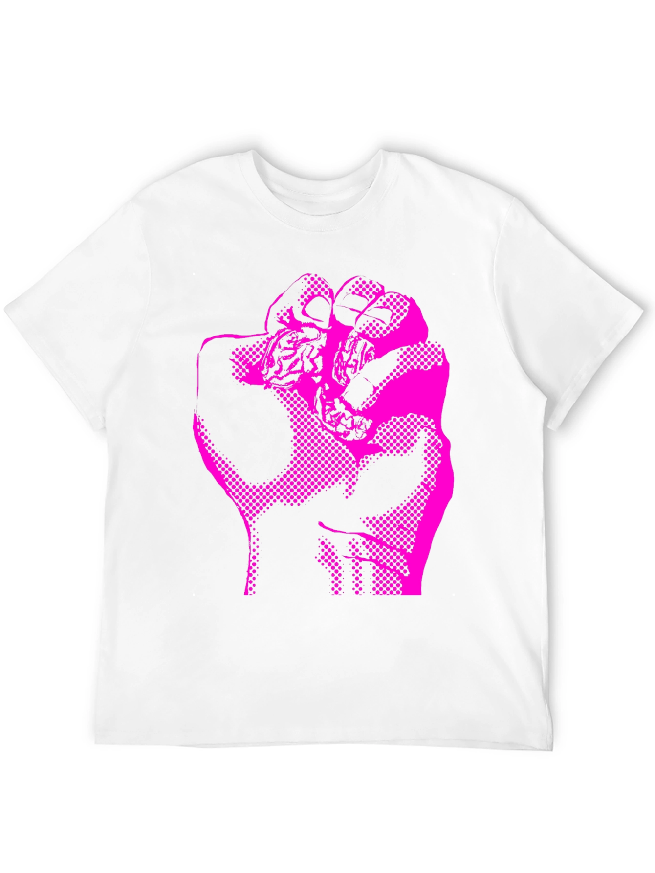 Camiseta Negra con Puño Levantado Fucsia