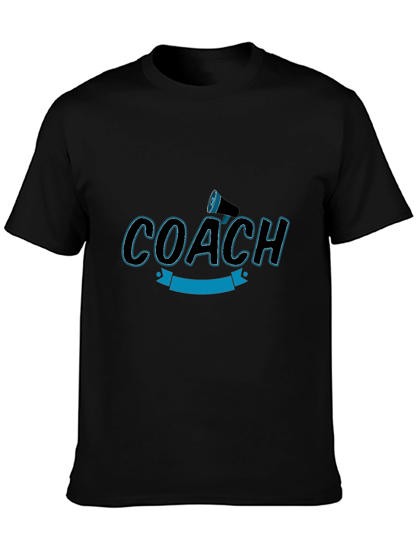 Camiseta Negra Coach con Megáfono - Diseño Deportivo