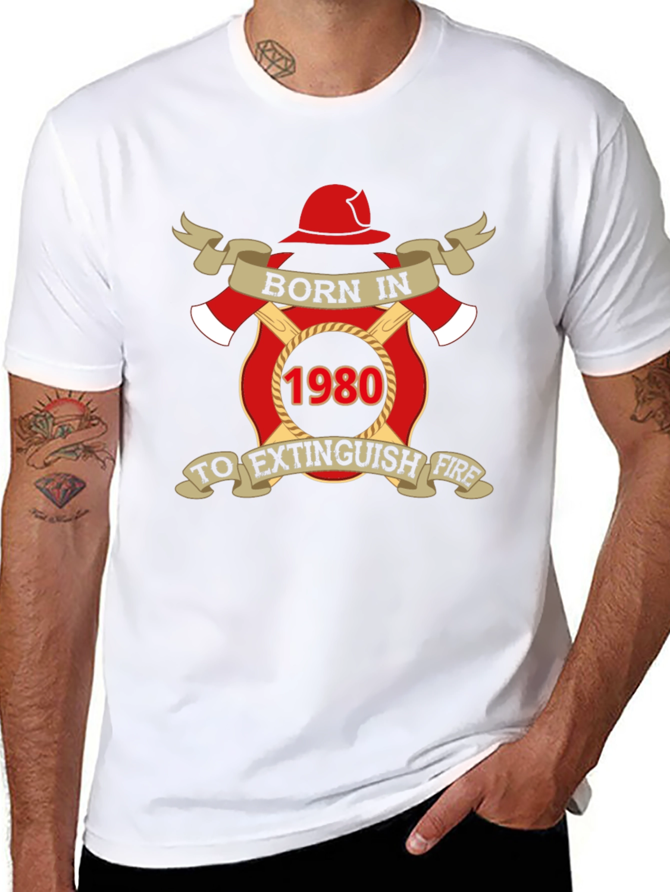 Camiseta Bombero Nacido en 1980