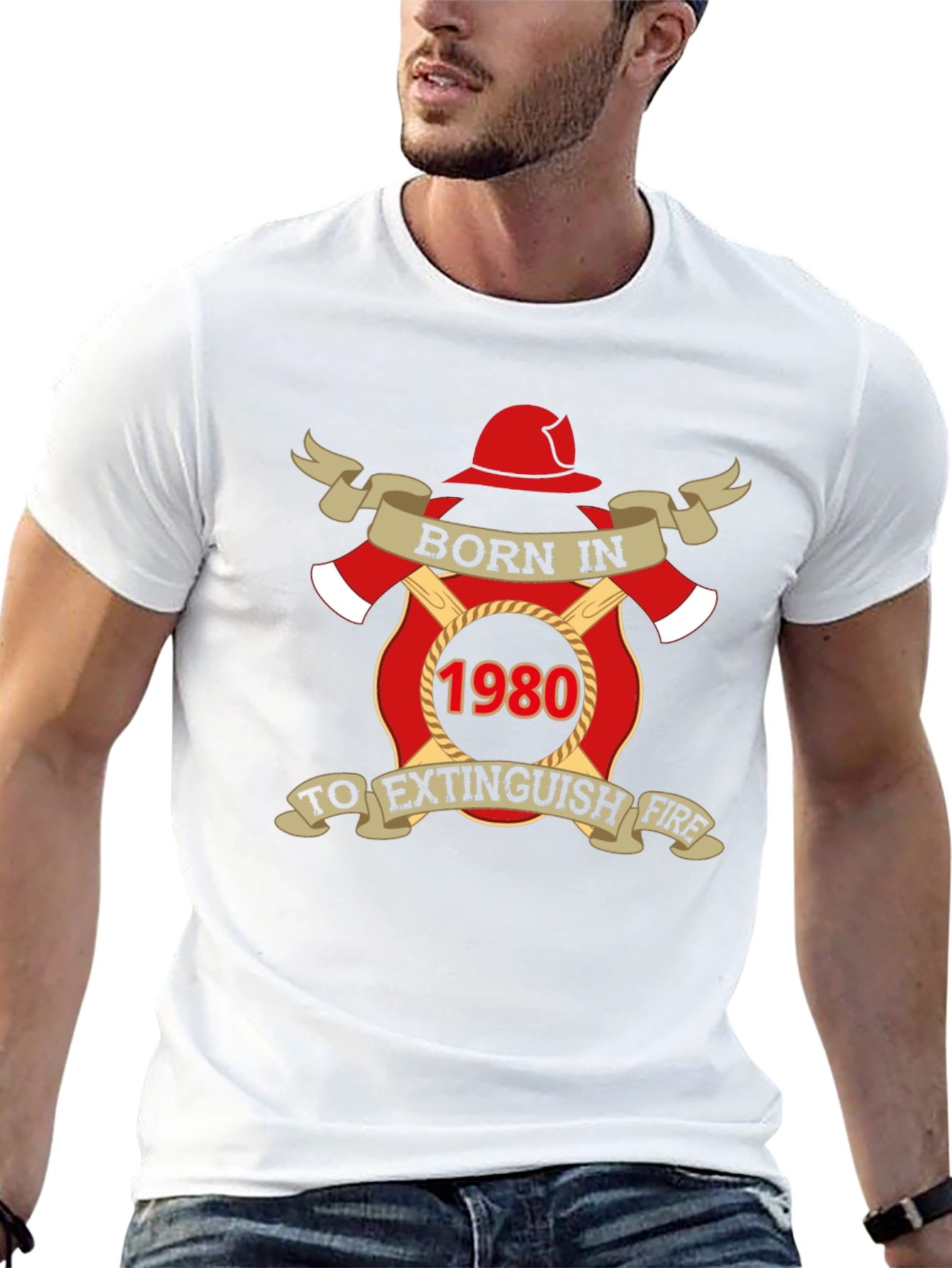 Camiseta Bombero Nacido en 1980