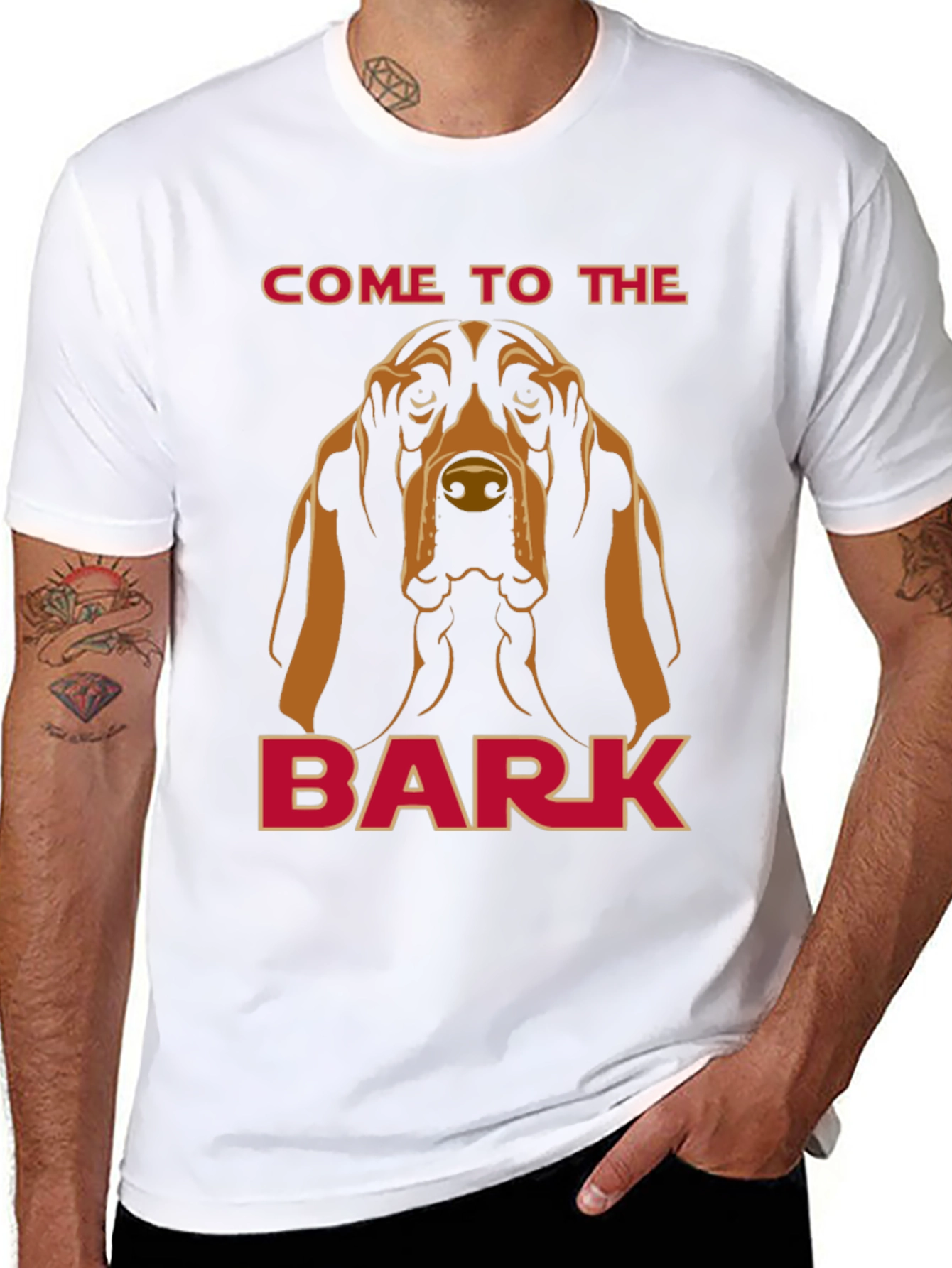 Camiseta Negra con Diseño de Bloodhound The Bark