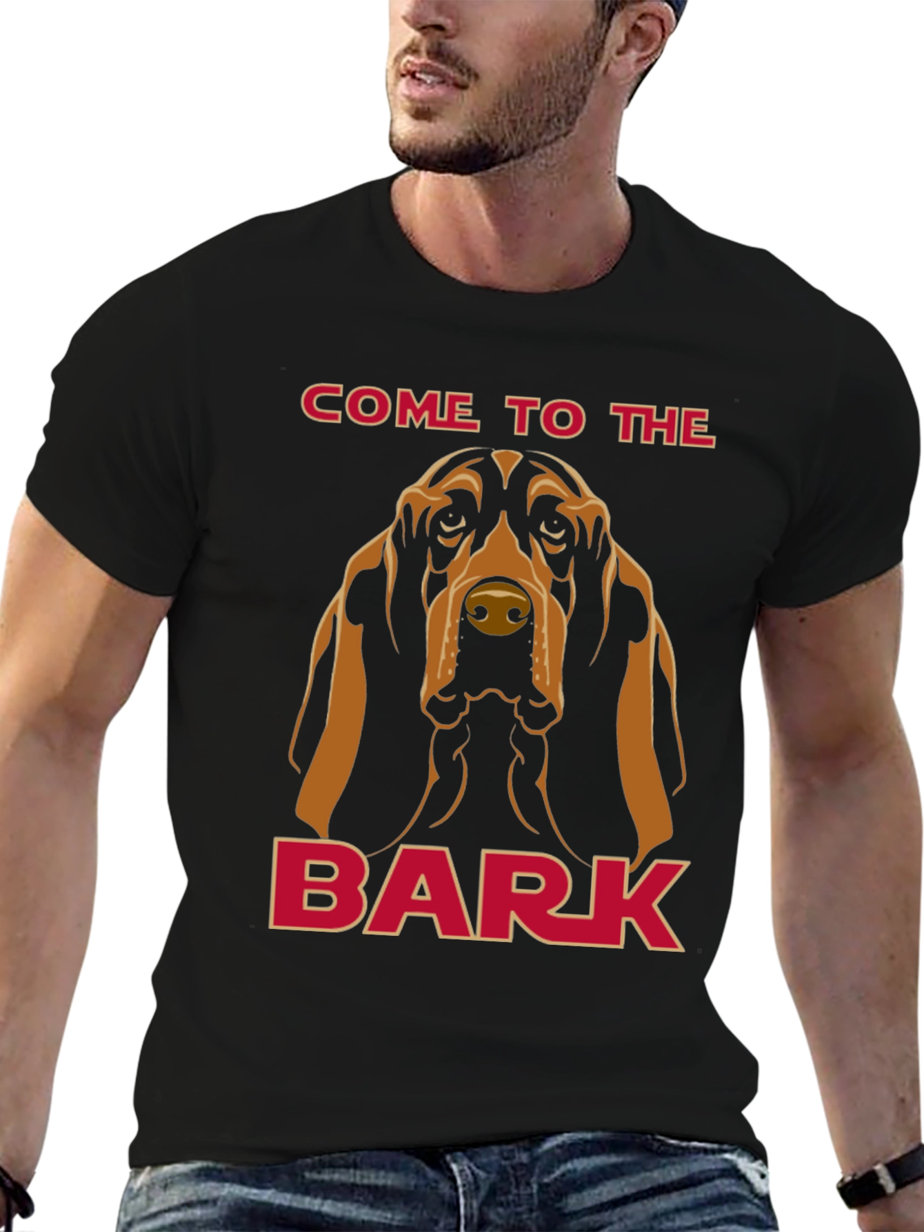 Camiseta Negra con Diseño de Bloodhound The Bark