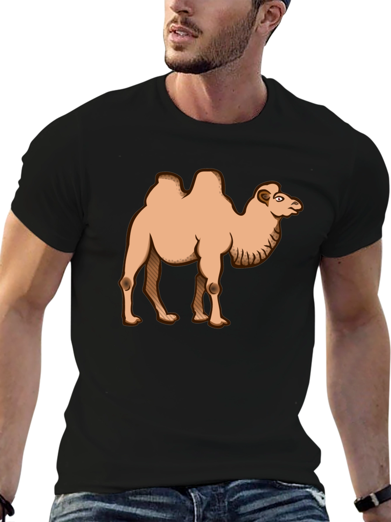 Camiseta Negra con Diseño de Camello