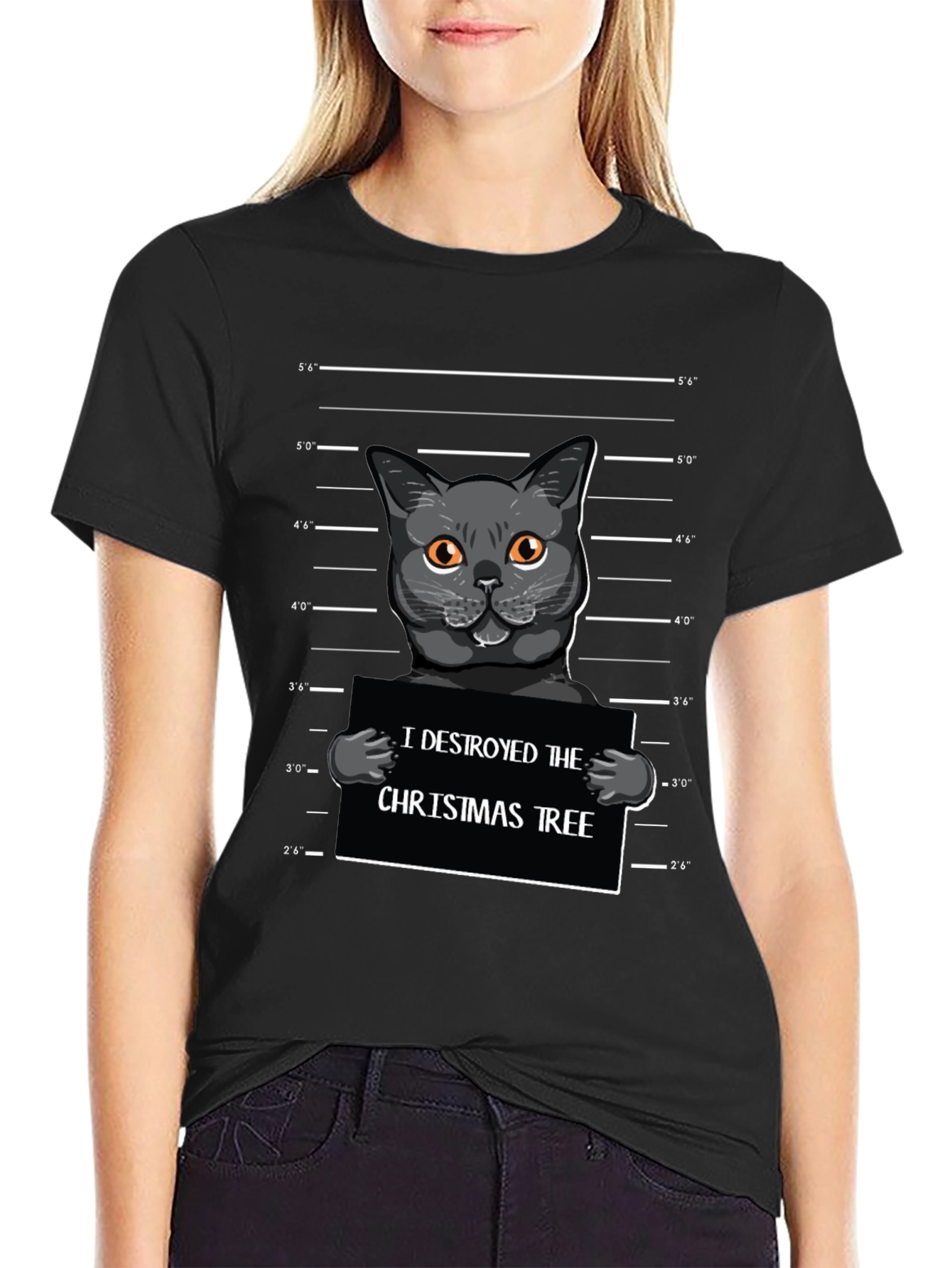 Camiseta Negra Gato Destructor de Árboles