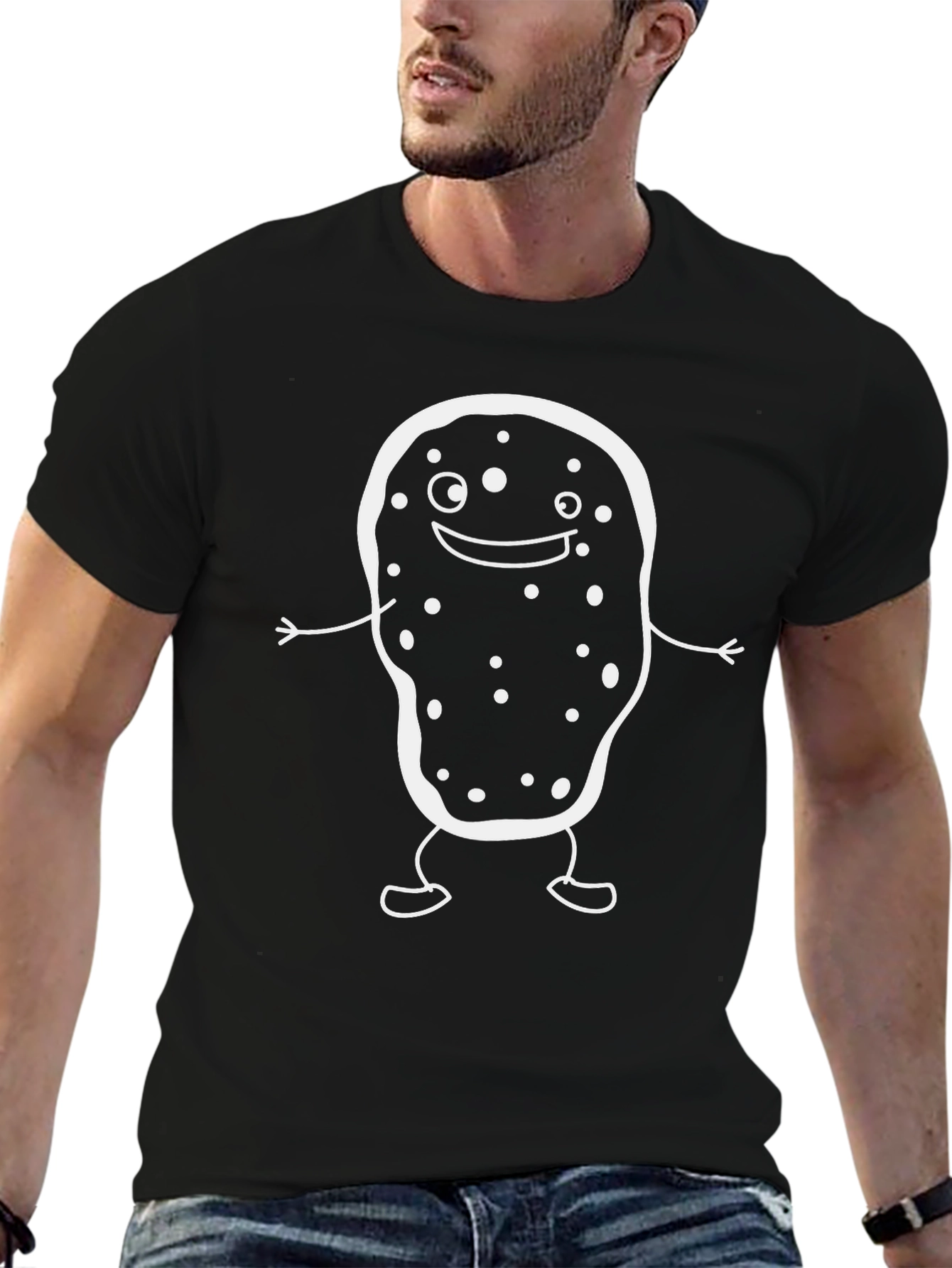 Camiseta Negra con Diseño Divertido de Papa