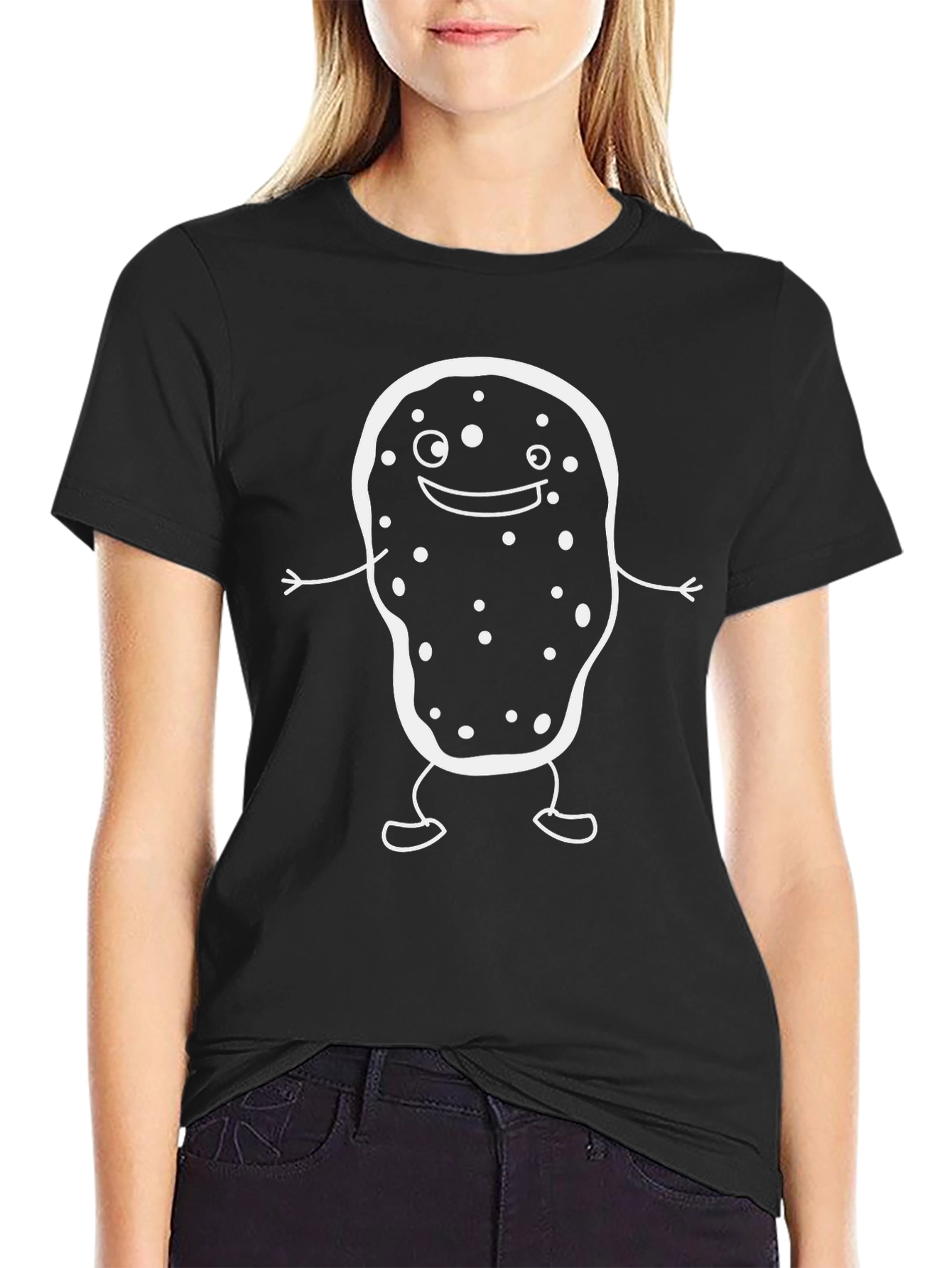 Camiseta Negra con Diseño Divertido de Papa