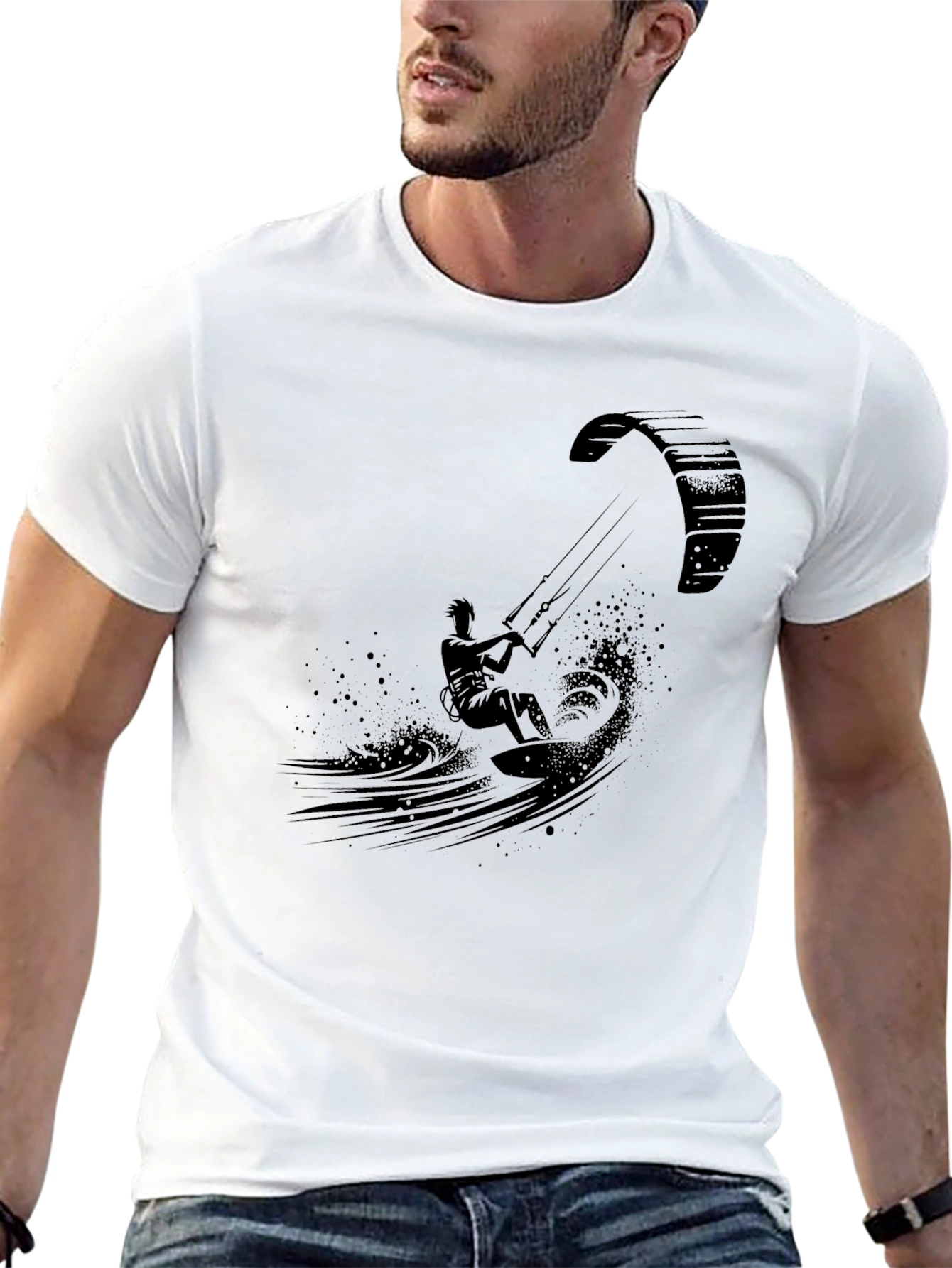 Camiseta Negra Hombre Kite Surf